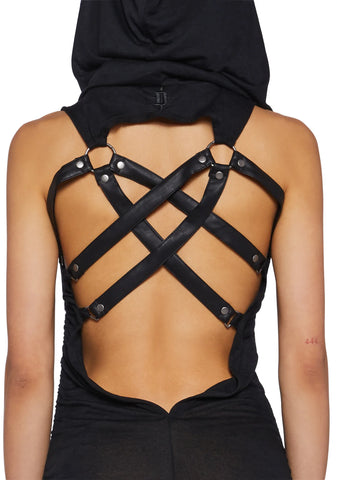 Crossfade Ruched Harness Dress - Black