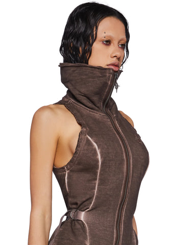 Crossfade Sleeveless Romper - Brown