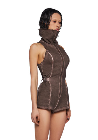 Crossfade Sleeveless Romper - Brown