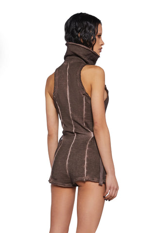 Crossfade Sleeveless Romper - Brown