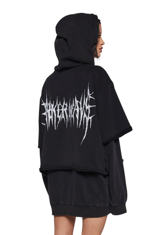 Crossfade Washed Zip-Up Hoodie - Black