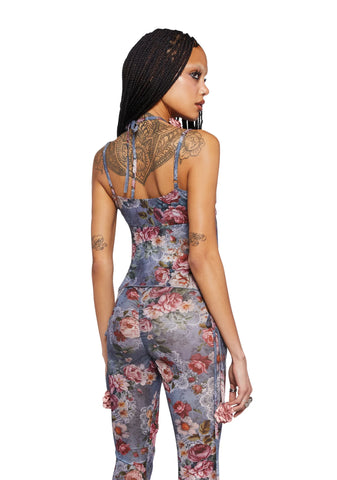 Balcony Serenade Halter Top- Grey