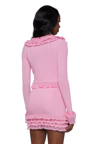 Mistletoe Moves Cardigan Set - Pink