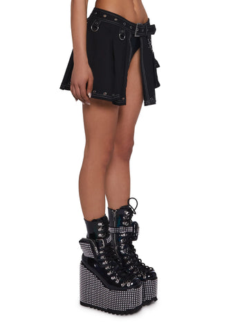 Greatest Escape Pleated Mini Skirt - Black