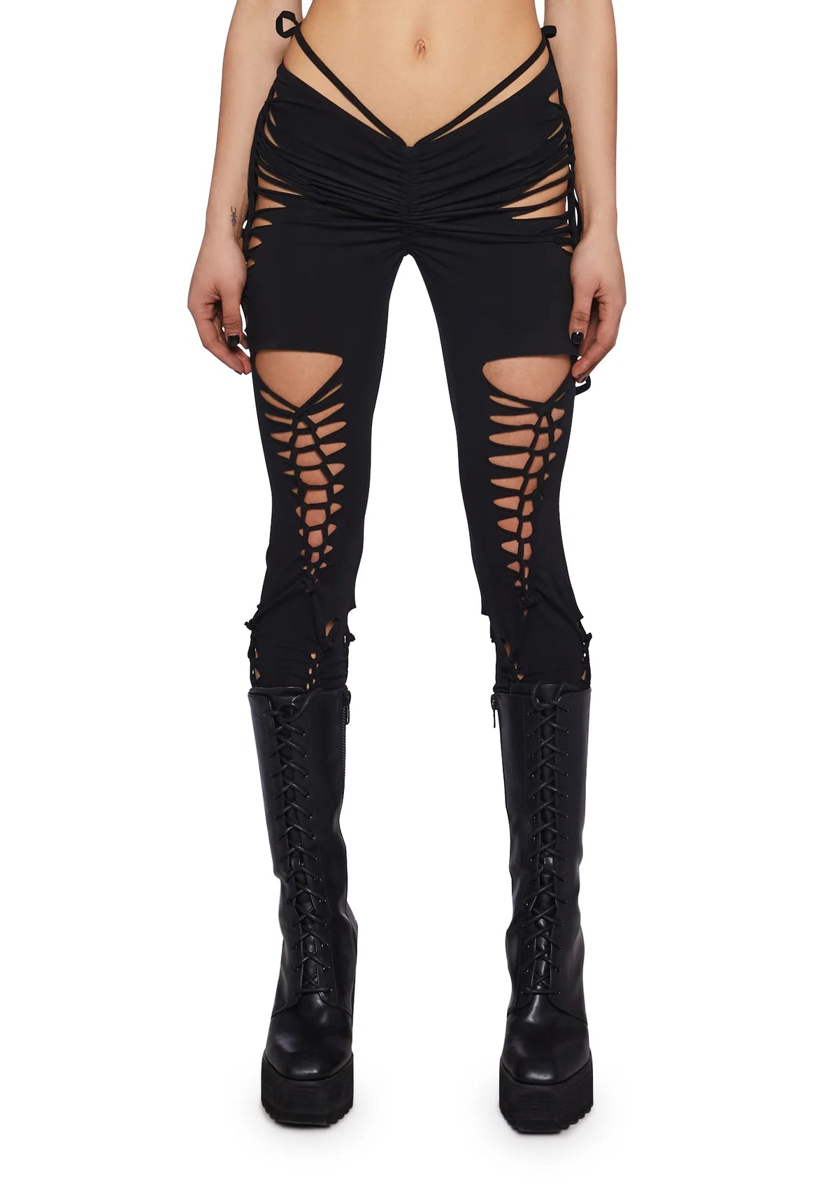 Crossfade Shredded Leggings- Black