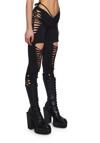 Crossfade Shredded Leggings- Black