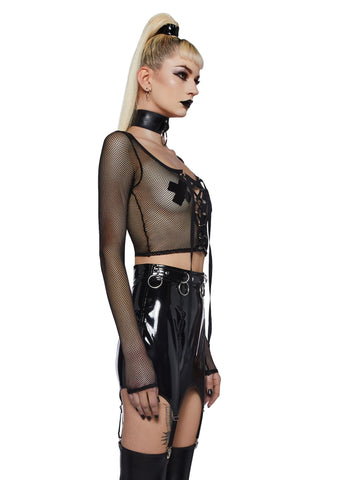 Meet And Greet Fishnet Top - Black