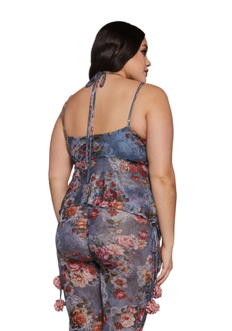 Plus Balcony Serenade Halter Top - Grey