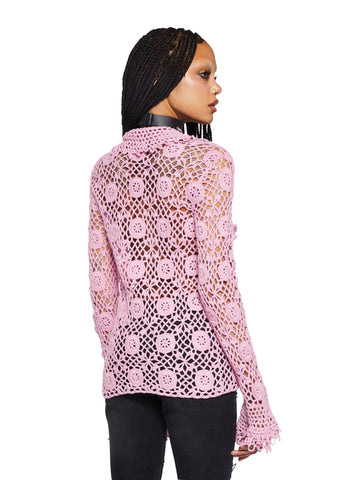 Modern Enchantment Crochet Cardigan - Pink