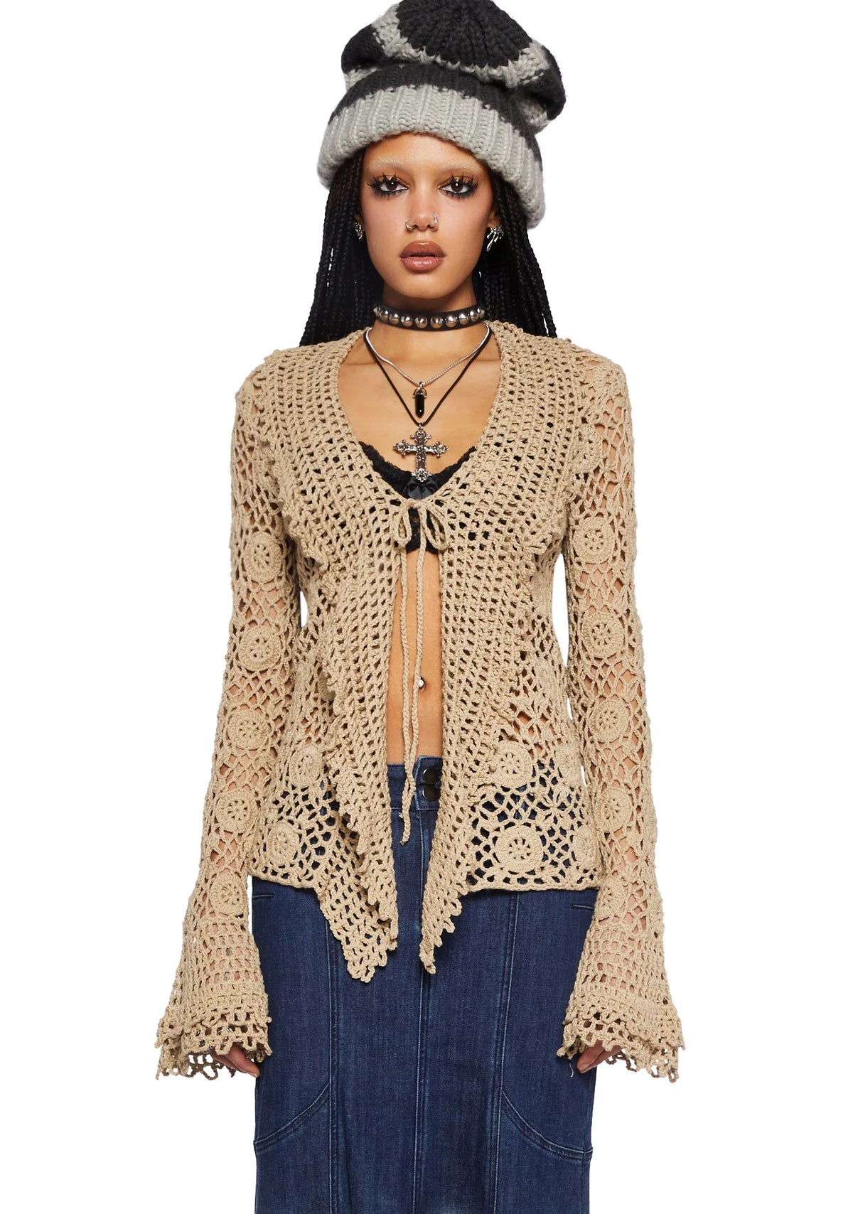 Modern Enchantment Crochet Cardigan - Light Brown