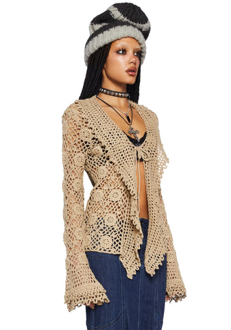 Modern Enchantment Crochet Cardigan - Light Brown