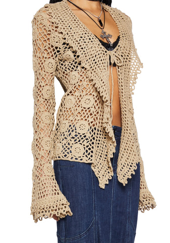 Modern Enchantment Crochet Cardigan - Light Brown