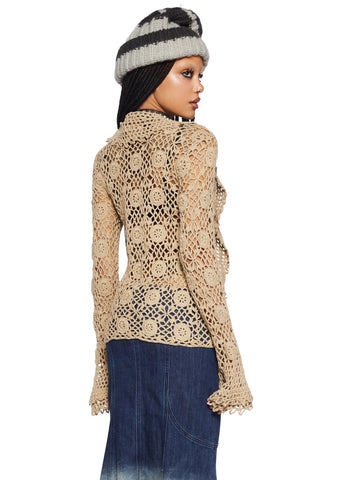 Modern Enchantment Crochet Cardigan - Light Brown