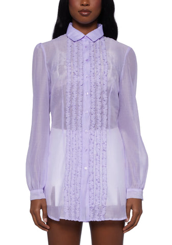 I Totally Paused Sheer Top- Purple