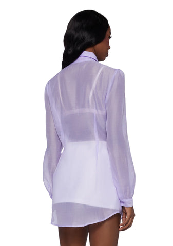 I Totally Paused Sheer Top- Purple