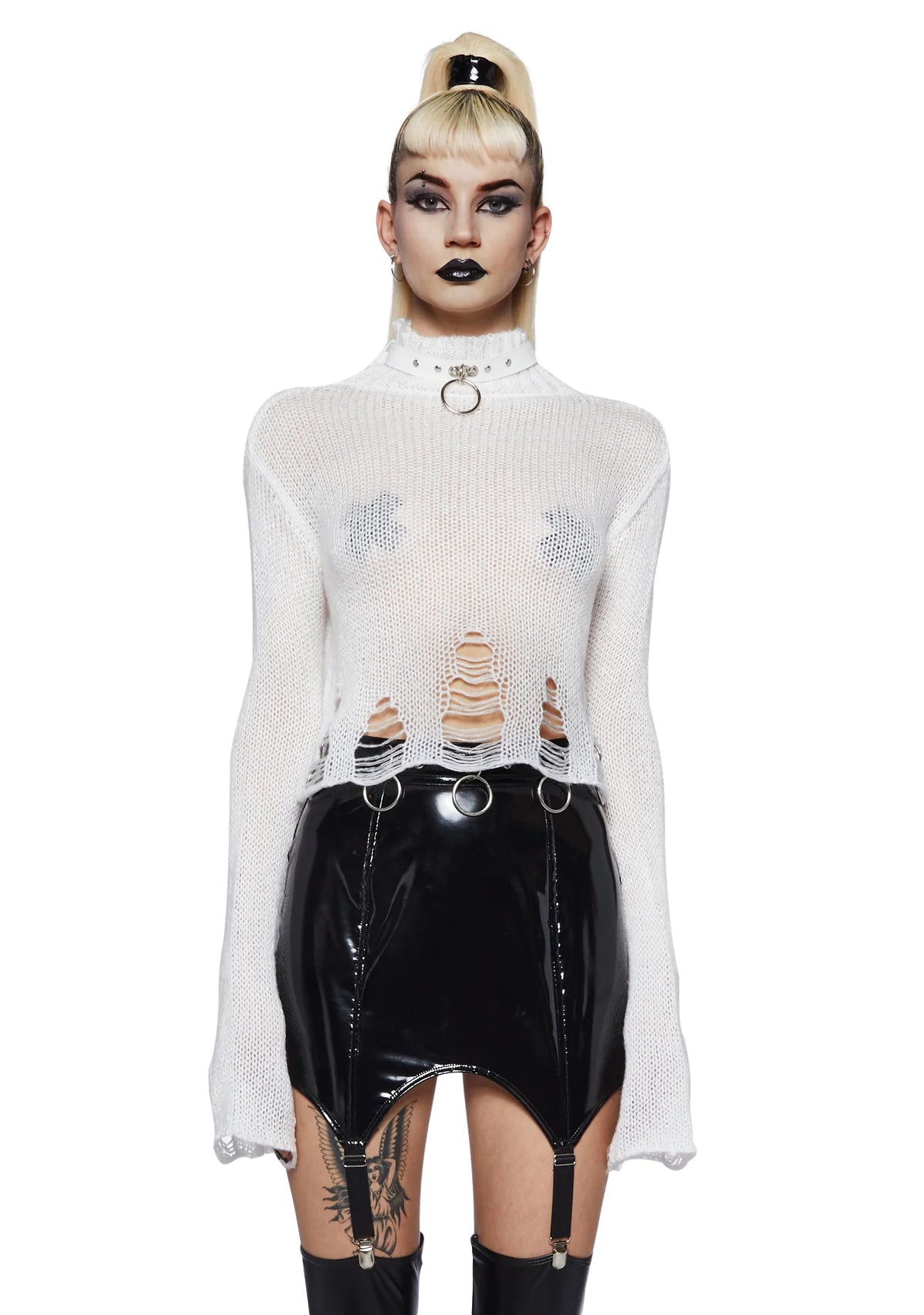 No Pressure Knit Sweater- White