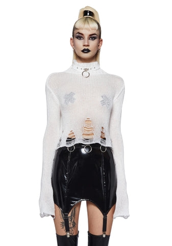 No Pressure Knit Sweater- White