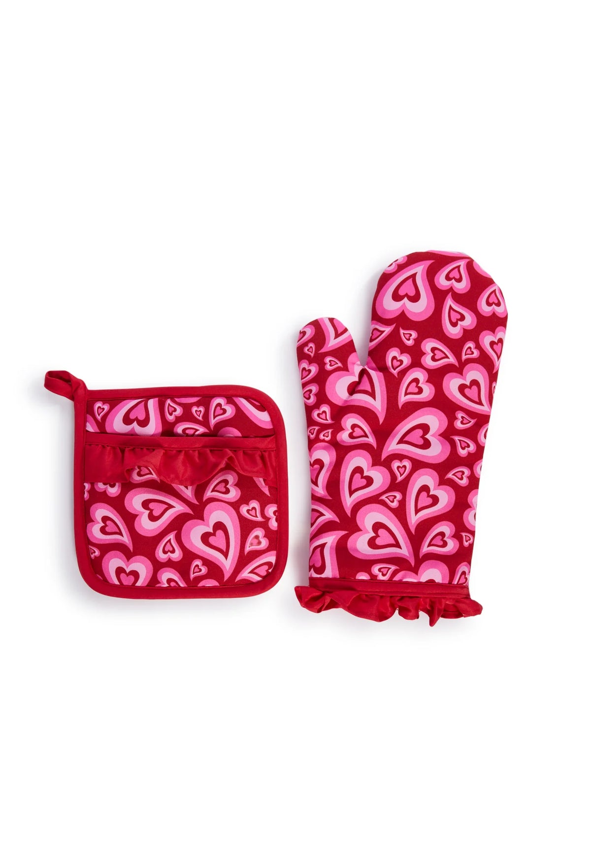 Smitten Romance Pot Holder And Oven Mitt Set