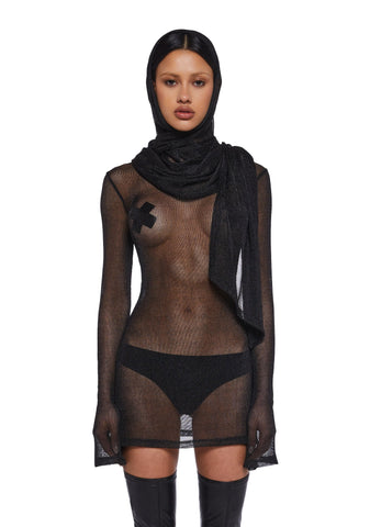 Tempo Metallic Wrap Scarf - Black