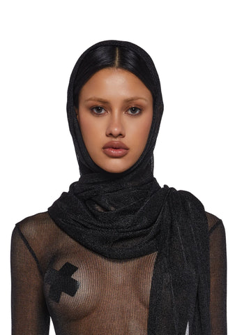 Tempo Metallic Wrap Scarf - Black