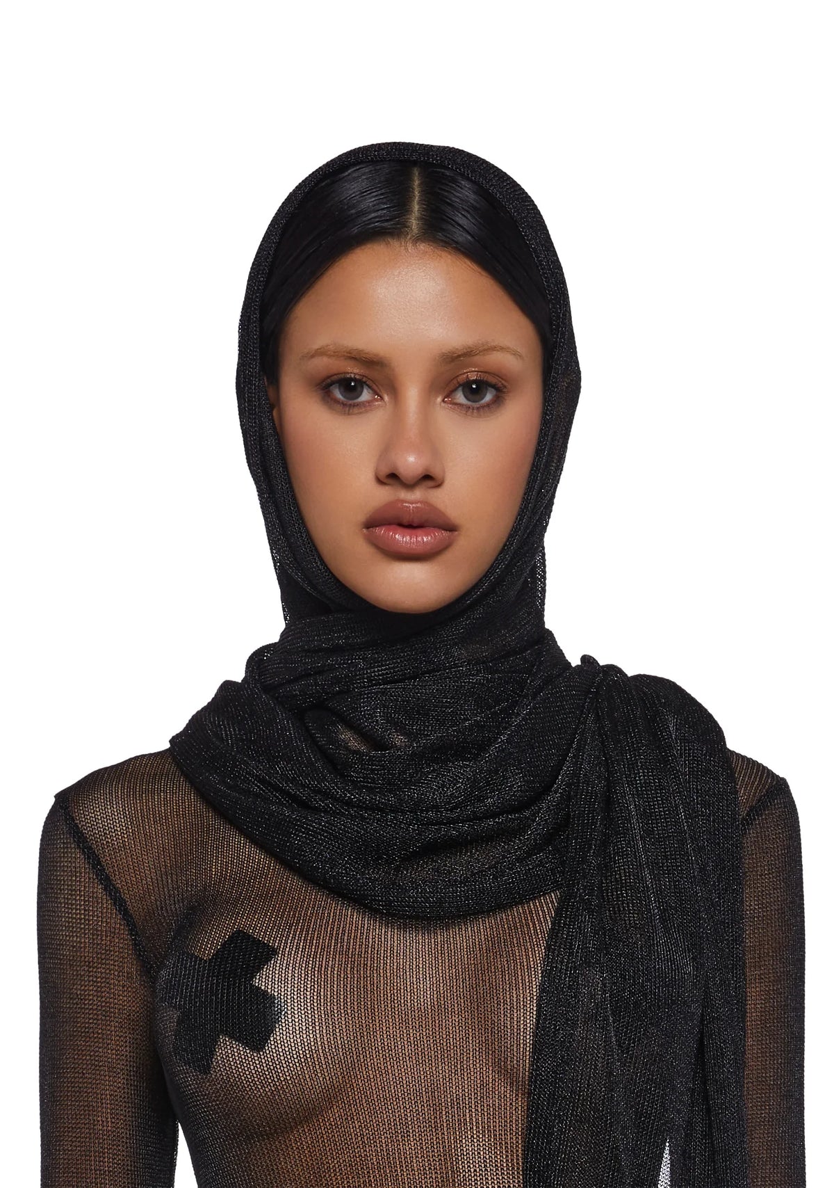 Tempo Metallic Wrap Scarf - Black