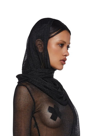 Tempo Metallic Wrap Scarf - Black