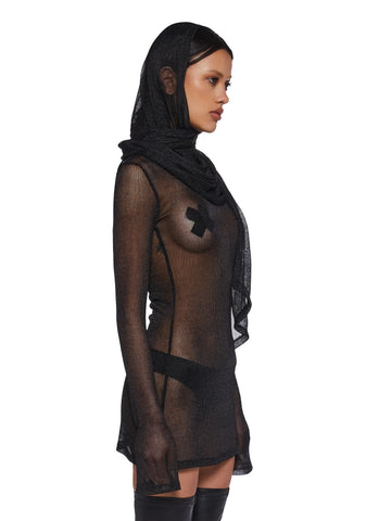 Tempo Metallic Wrap Scarf - Black