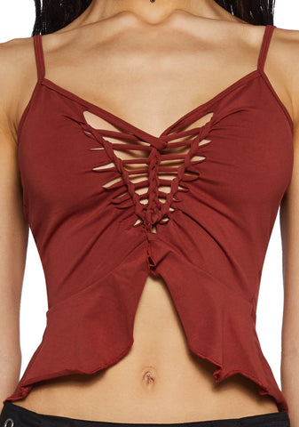 Play Your Cards Right Cami Top-Red