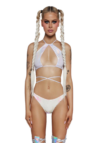 Disco Inferno Bra Top - Silver