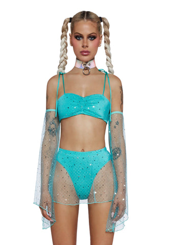 Celestial Queen Crop Top - Aqua