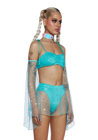 Celestial Queen Crop Top - Aqua