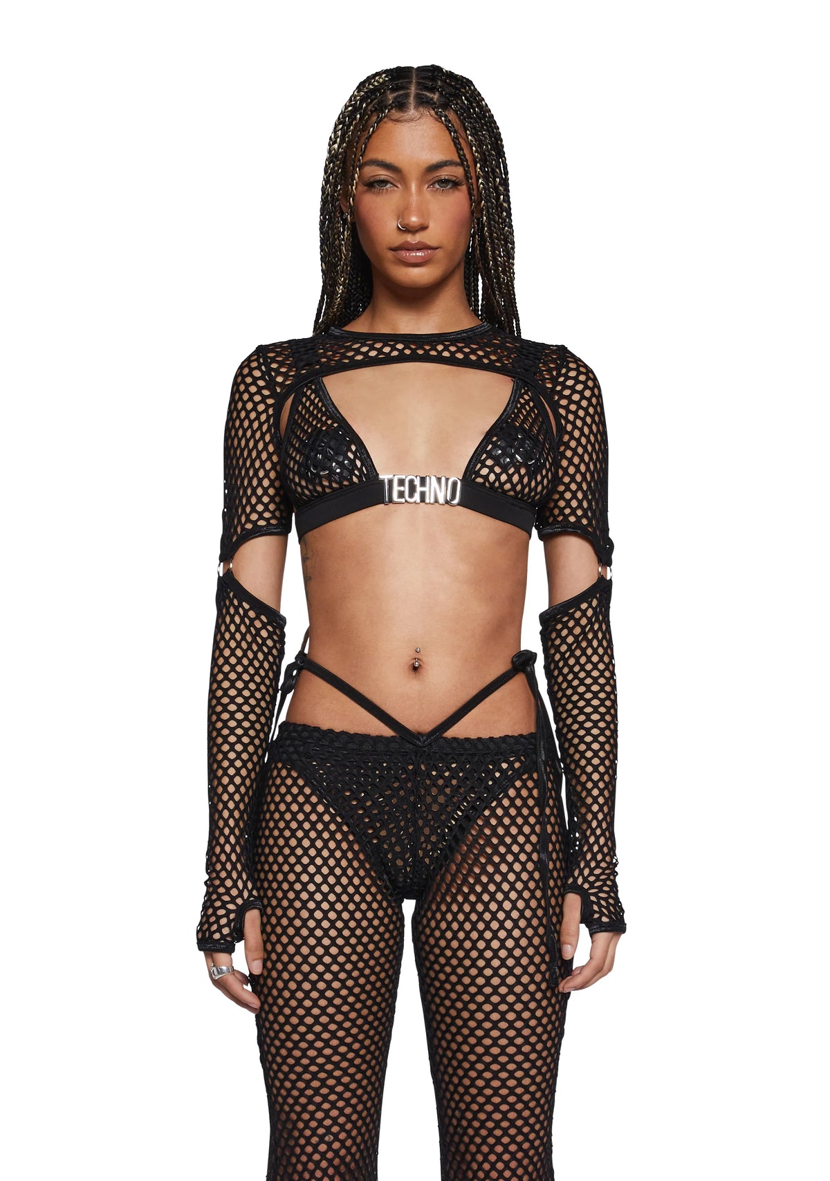 Techno Fantasy Fishnet Shrug - Black