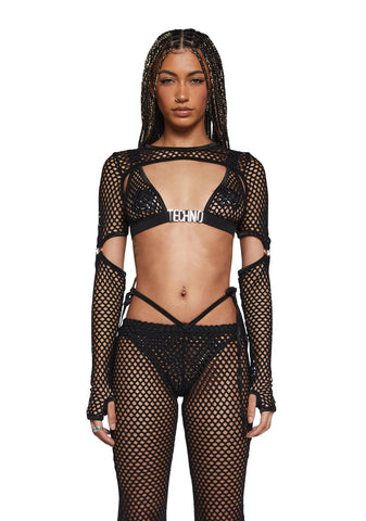 Techno Fantasy Fishnet Shrug - Black