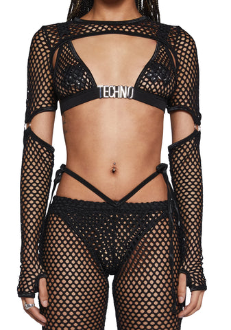 Techno Fantasy Fishnet Shrug - Black