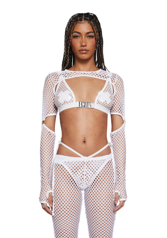 Techno Fantasy Fishnet Shrug - White
