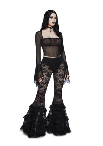 Into The Shadows Crop Top - Black