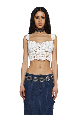 Washed Ashore Crochet Top - White