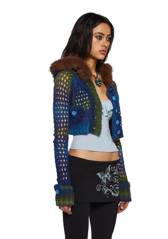 A Creature's Comforts Hooded Cardigan - Blue