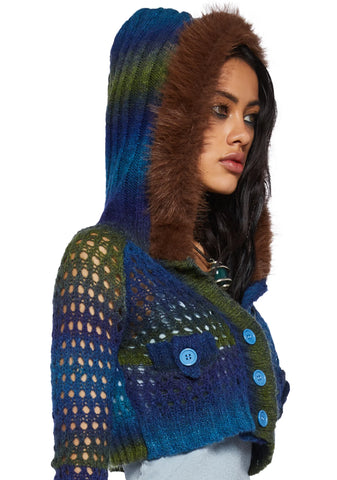 A Creature's Comforts Hooded Cardigan - Blue