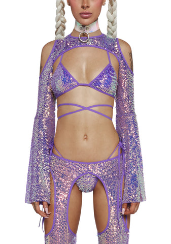 Royal Reef Diva Sequin Shrug - Purple