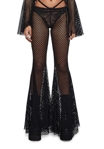 Techno Fantasy Flare Pants - Black