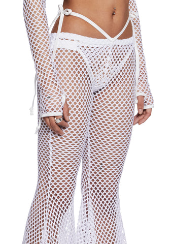 Techno Fantasy Flare Pants - White