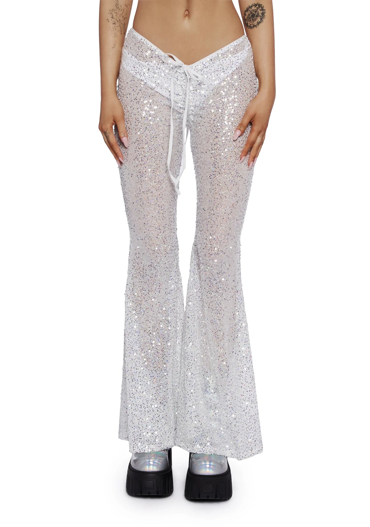 Starborn Sprite Sequin Flare Pants - White