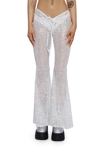 Starborn Sprite Sequin Flare Pants - White