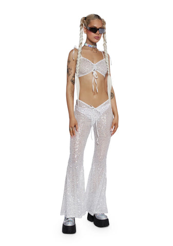 Starborn Sprite Sequin Flare Pants - White