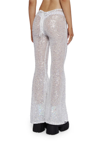 Starborn Sprite Sequin Flare Pants - White