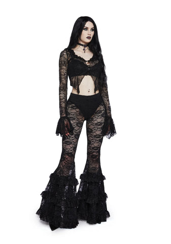 Crimson Lust Flare Pants - Black