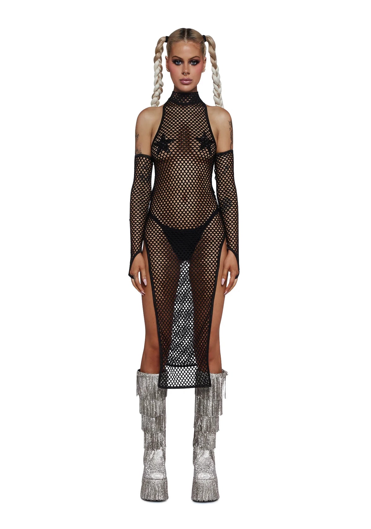 Festival Dreamer Maxi Dress And Gloves Set - Black