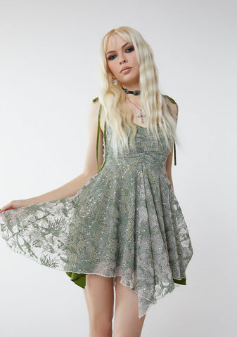 Keep Shining Mini Dress-Green Sparkle