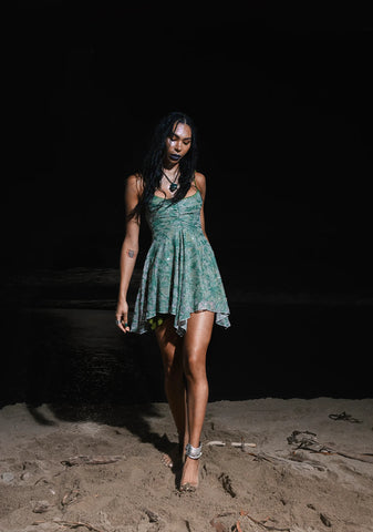 Keep Shining Mini Dress-Green Sparkle